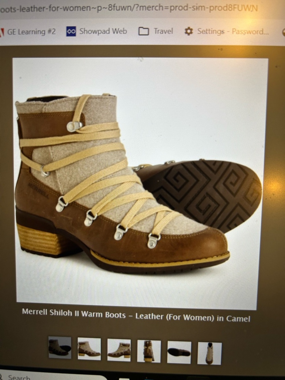 Merrell Women's Heeled Ankle Boots in Camel and Cream NIB!